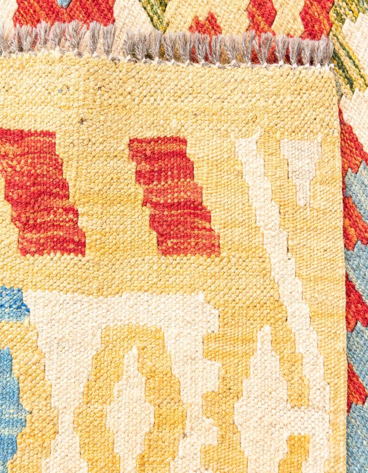 Detail image of  3' 5 x 6' 8  Hand Woven Kilim Maymana Wool Runner Rug