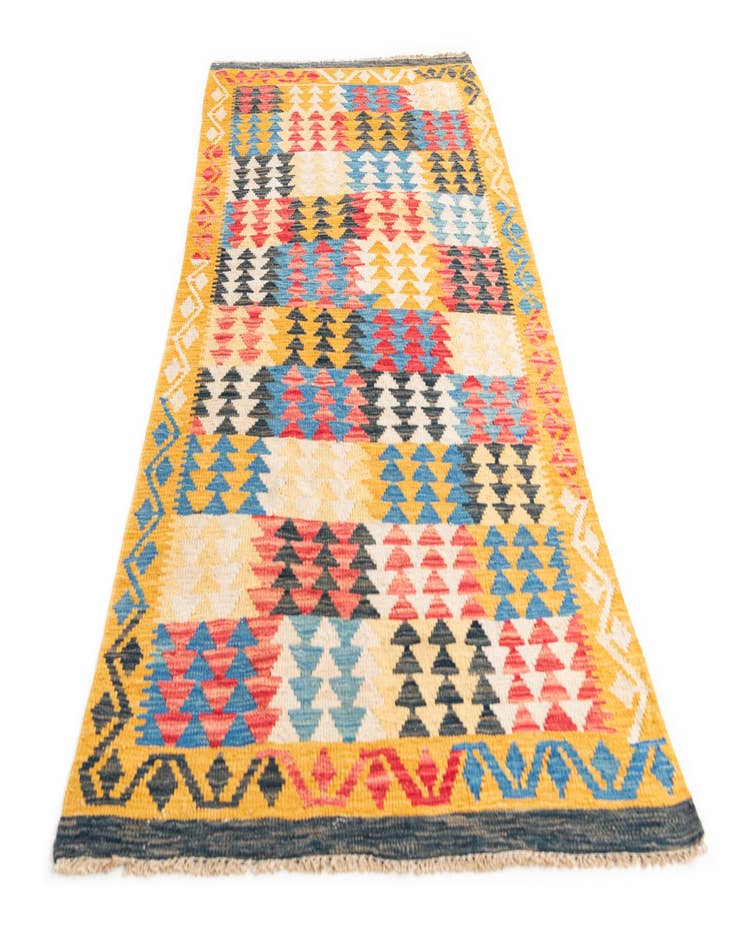 Detail image of  3' 3 x 6' 6  Hand Woven Kilim Maymana Wool Runner Rug