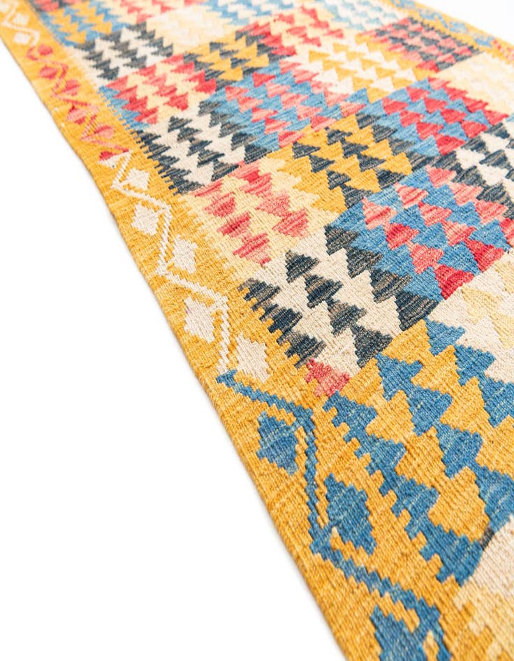 Detail image of  3' 3 x 6' 6  Hand Woven Kilim Maymana Wool Runner Rug