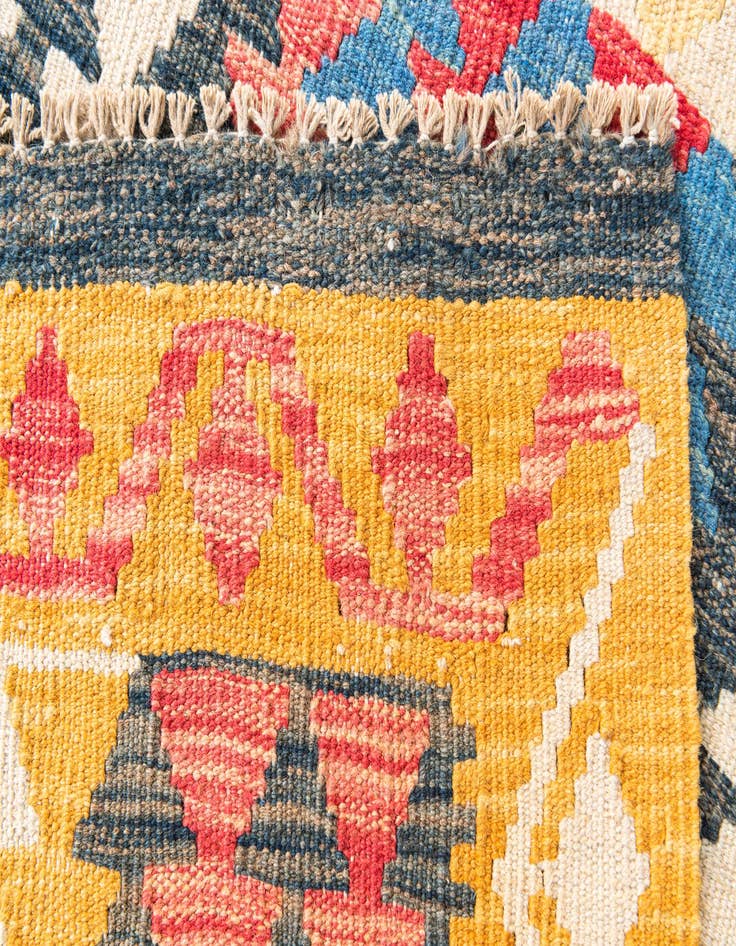 Detail image of  3' 3 x 6' 6  Hand Woven Kilim Maymana Wool Runner Rug