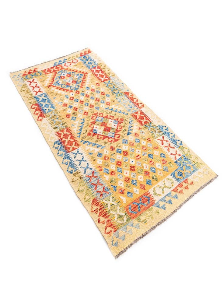 Detail image of  3' 4 x 6' 7  Hand Woven Kilim Maymana Wool Runner Rug