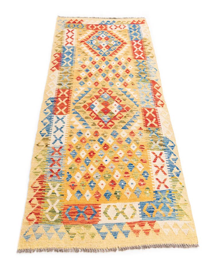 Detail image of  3' 4 x 6' 7  Hand Woven Kilim Maymana Wool Runner Rug