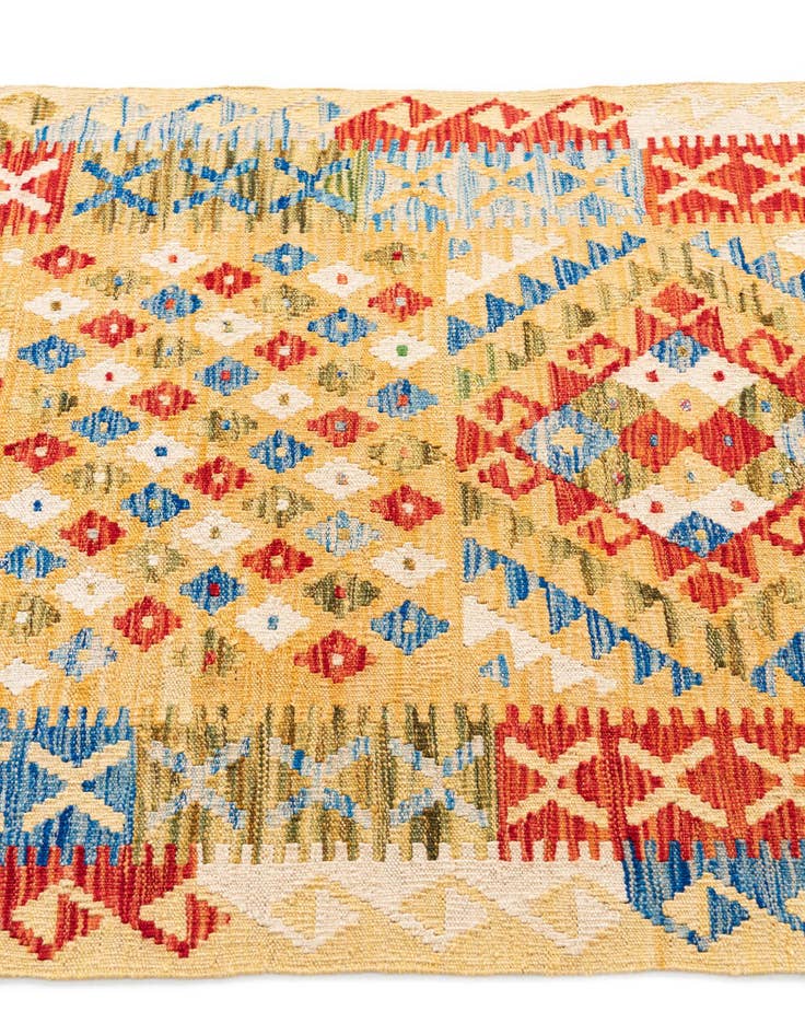 Detail image of  3' 4 x 6' 7  Hand Woven Kilim Maymana Wool Runner Rug