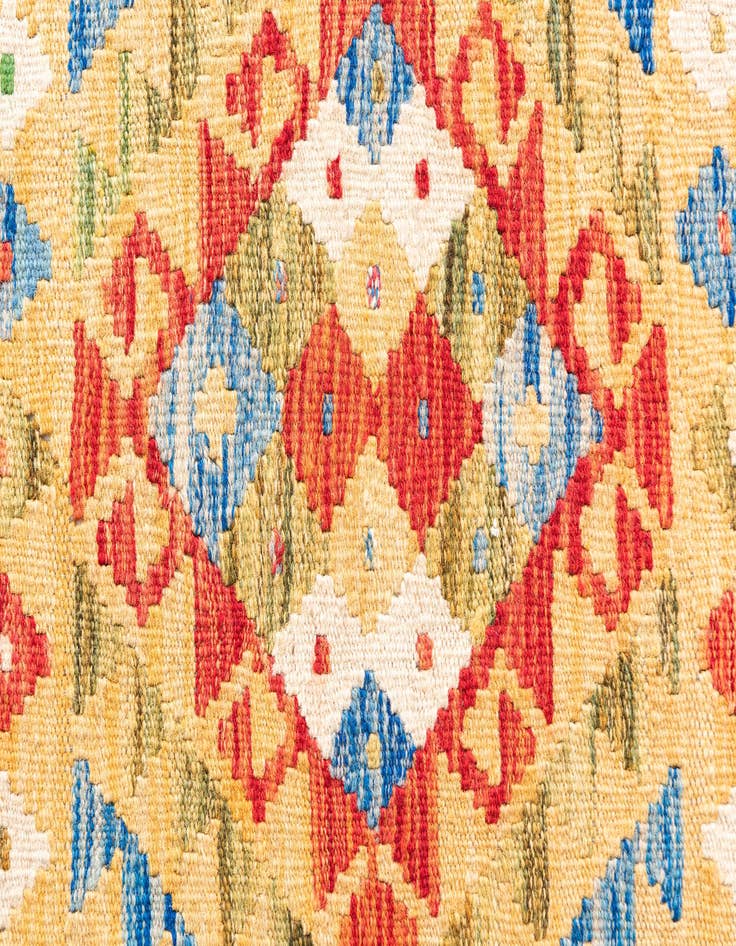 Detail image of  3' 4 x 6' 7  Hand Woven Kilim Maymana Wool Runner Rug
