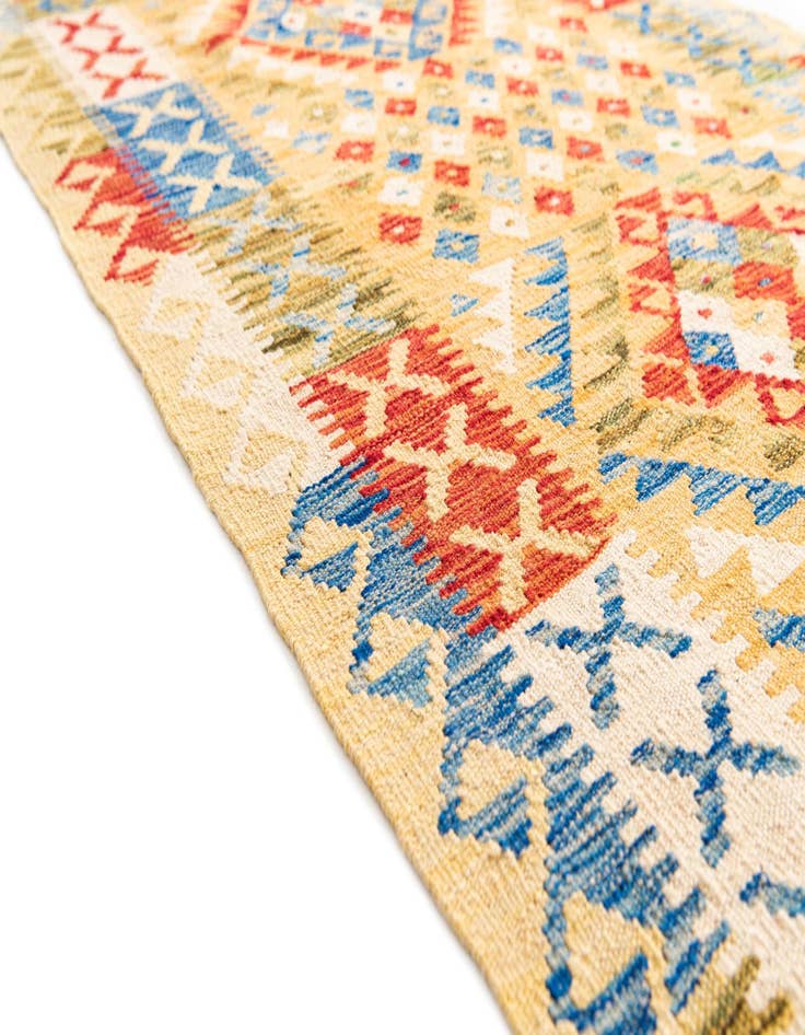 Detail image of  3' 4 x 6' 7  Hand Woven Kilim Maymana Wool Runner Rug