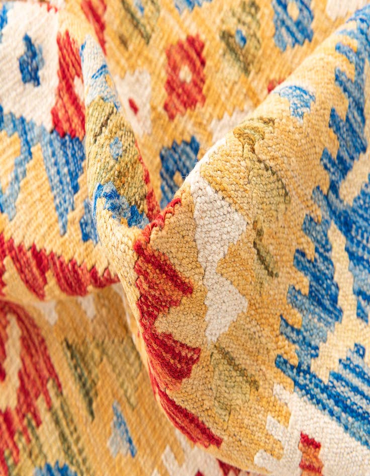 Detail image of  3' 4 x 6' 7  Hand Woven Kilim Maymana Wool Runner Rug