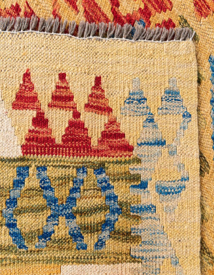 Detail image of  3' 4 x 6' 7  Hand Woven Kilim Maymana Wool Runner Rug