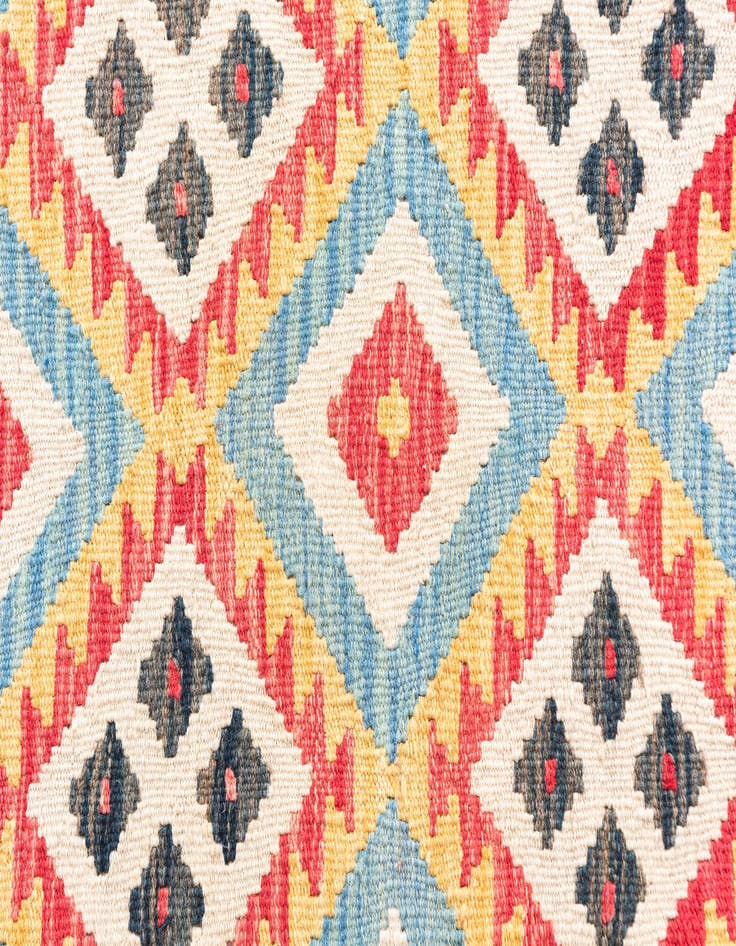Detail image of  3' 5 x 6' 8  Hand Woven Kilim Maymana Wool Runner Rug