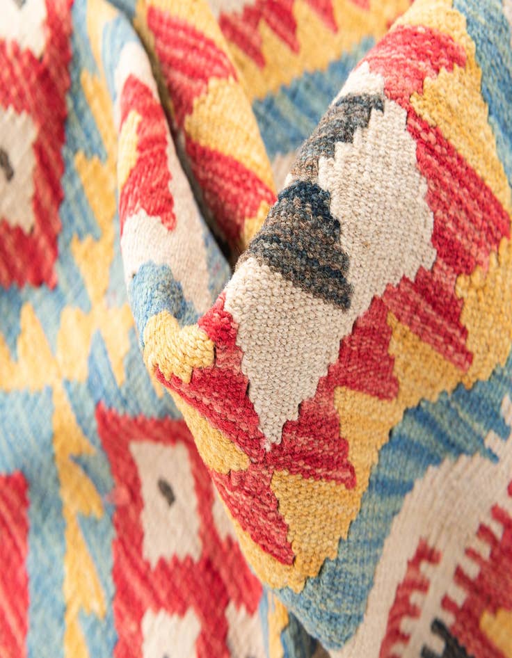 Detail image of  3' 5 x 6' 8  Hand Woven Kilim Maymana Wool Runner Rug