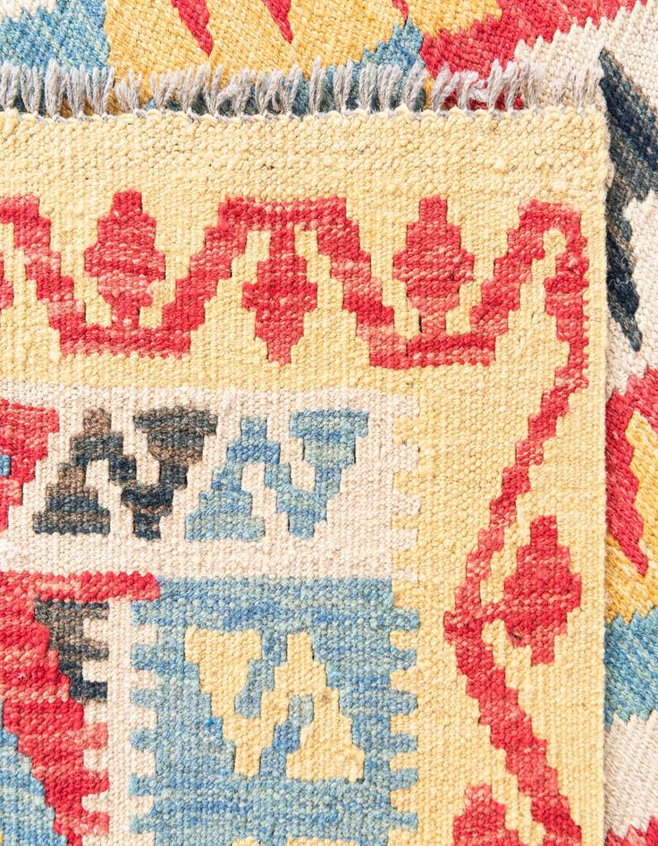 Detail image of  3' 5 x 6' 8  Hand Woven Kilim Maymana Wool Runner Rug