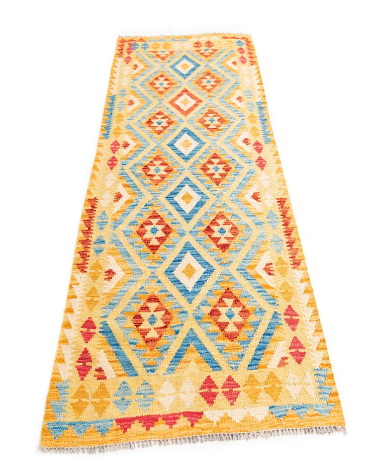 Detail image of  3' 5 x 6' 9  Hand Woven Kilim Maymana Wool Runner Rug