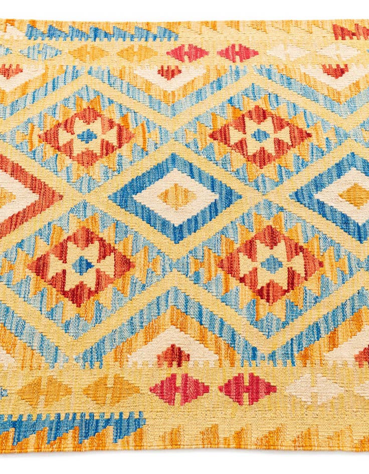 Detail image of  3' 5 x 6' 9  Hand Woven Kilim Maymana Wool Runner Rug