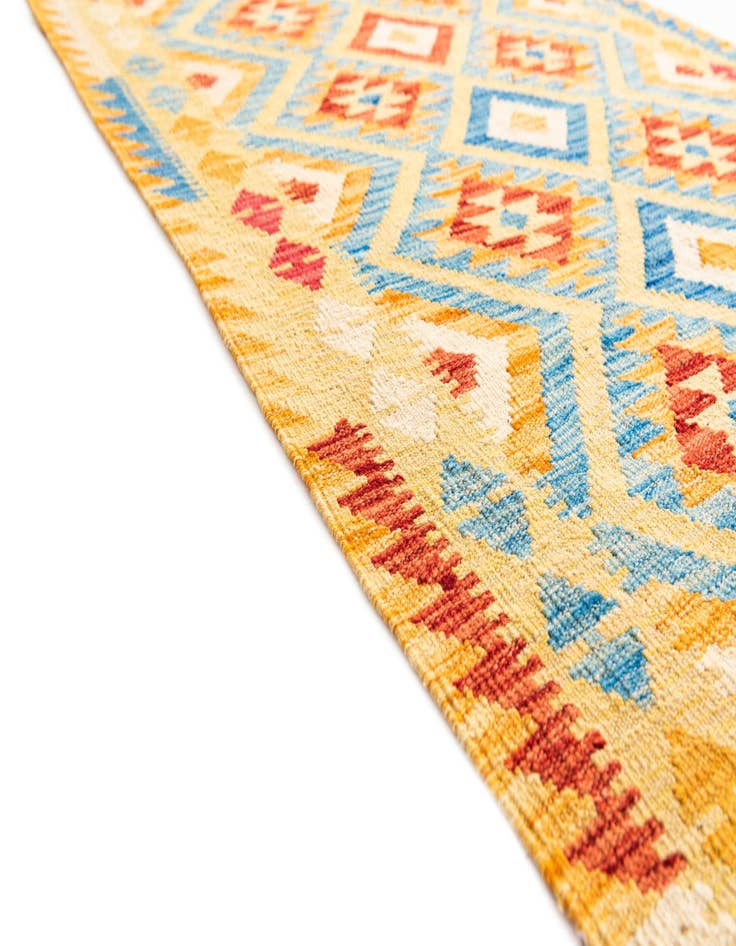 Detail image of  3' 5 x 6' 9  Hand Woven Kilim Maymana Wool Runner Rug