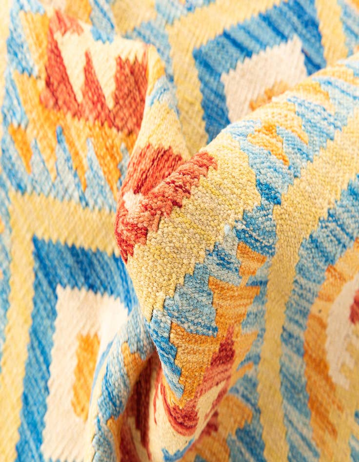 Detail image of  3' 5 x 6' 9  Hand Woven Kilim Maymana Wool Runner Rug