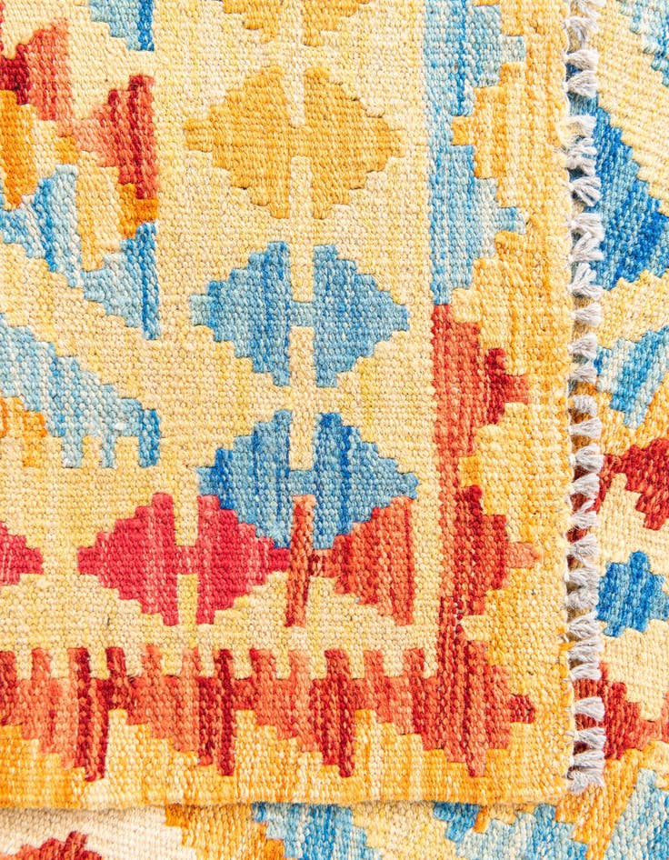 Detail image of  3' 5 x 6' 9  Hand Woven Kilim Maymana Wool Runner Rug