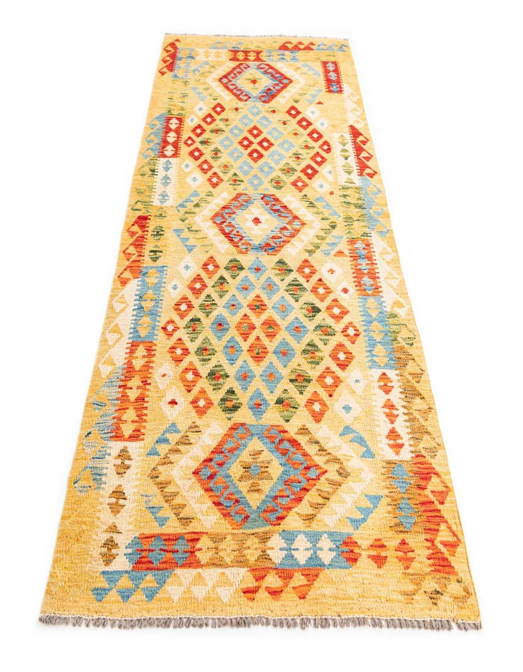 Detail image of  3' 5 x 6' 9  Hand Woven Kilim Maymana Wool Runner Rug