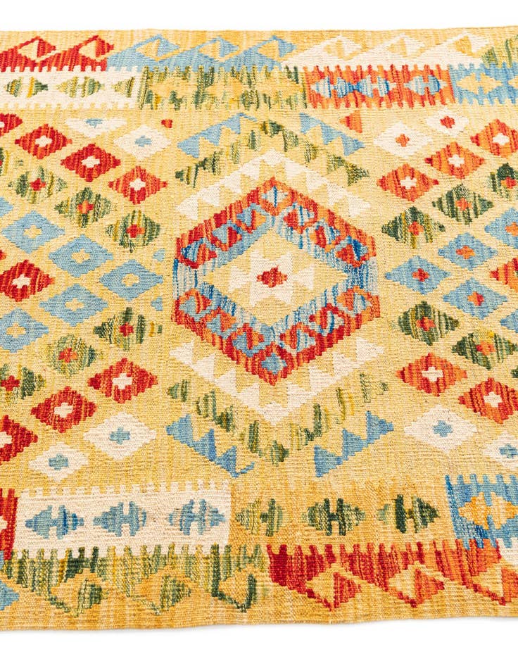 Detail image of  3' 5 x 6' 9  Hand Woven Kilim Maymana Wool Runner Rug