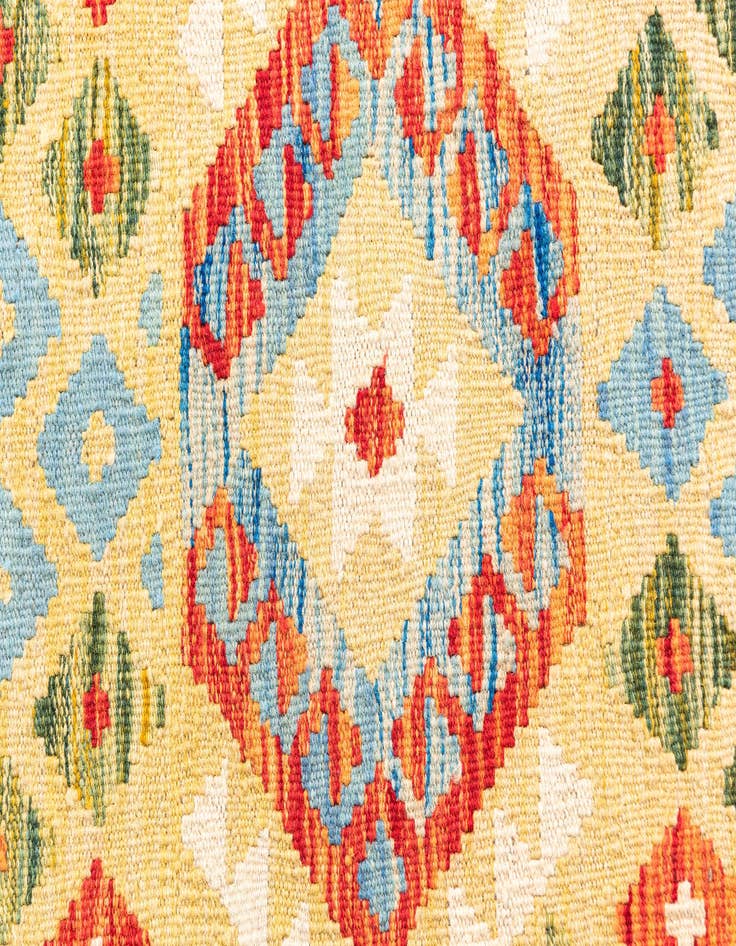 Detail image of  3' 5 x 6' 9  Hand Woven Kilim Maymana Wool Runner Rug