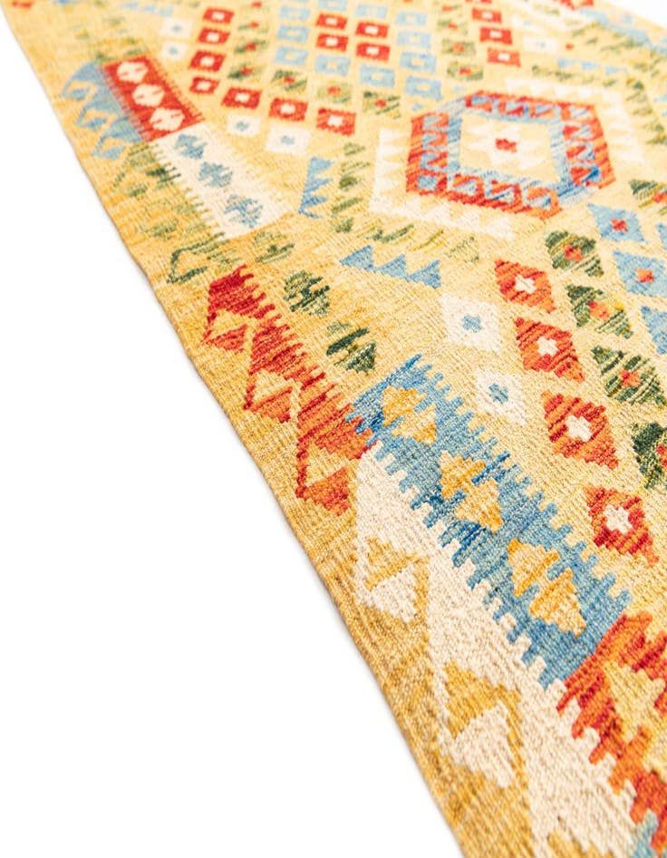 Detail image of  3' 5 x 6' 9  Hand Woven Kilim Maymana Wool Runner Rug