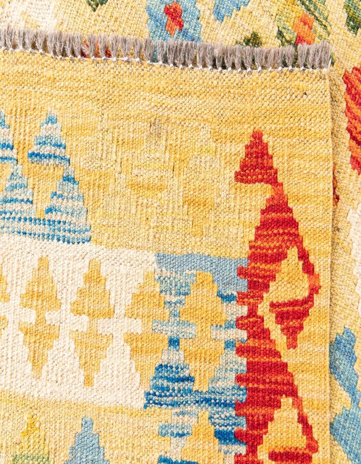 Detail image of  3' 5 x 6' 9  Hand Woven Kilim Maymana Wool Runner Rug