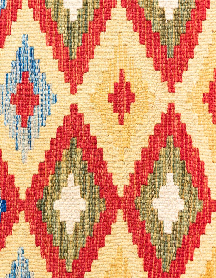 Detail image of  3' 2 x 6' 7  Hand Woven Kilim Maymana Wool Runner Rug