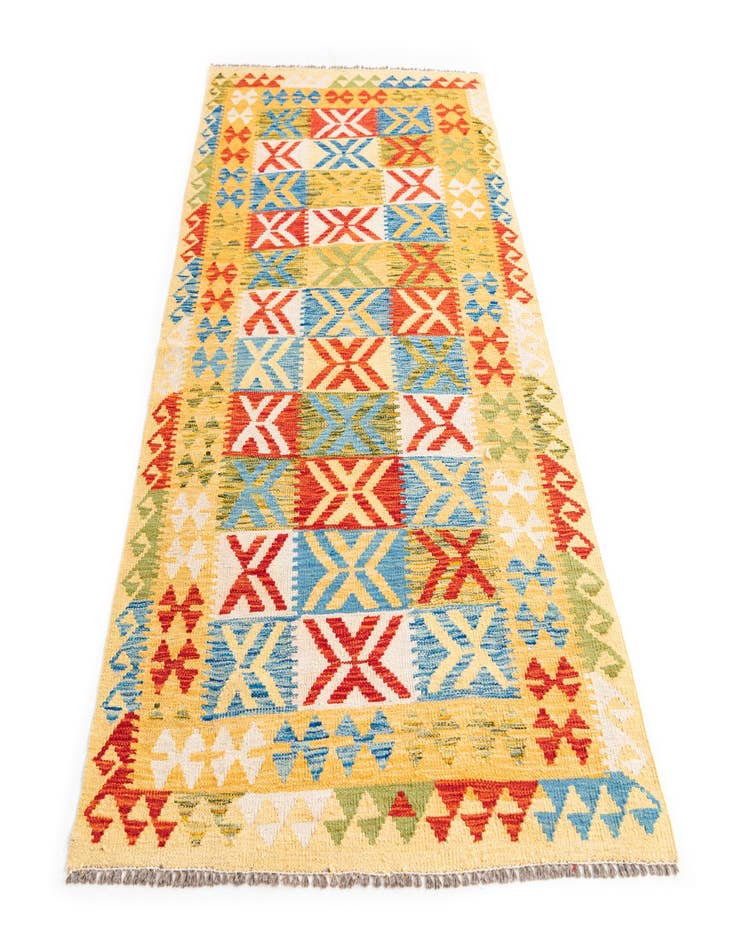 Detail image of  3' 4 x 6' 7  Hand Woven Kilim Maymana Wool Runner Rug