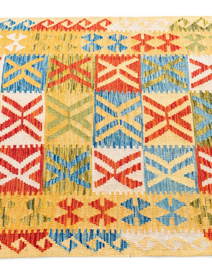Detail image of  3' 4 x 6' 7  Hand Woven Kilim Maymana Wool Runner Rug