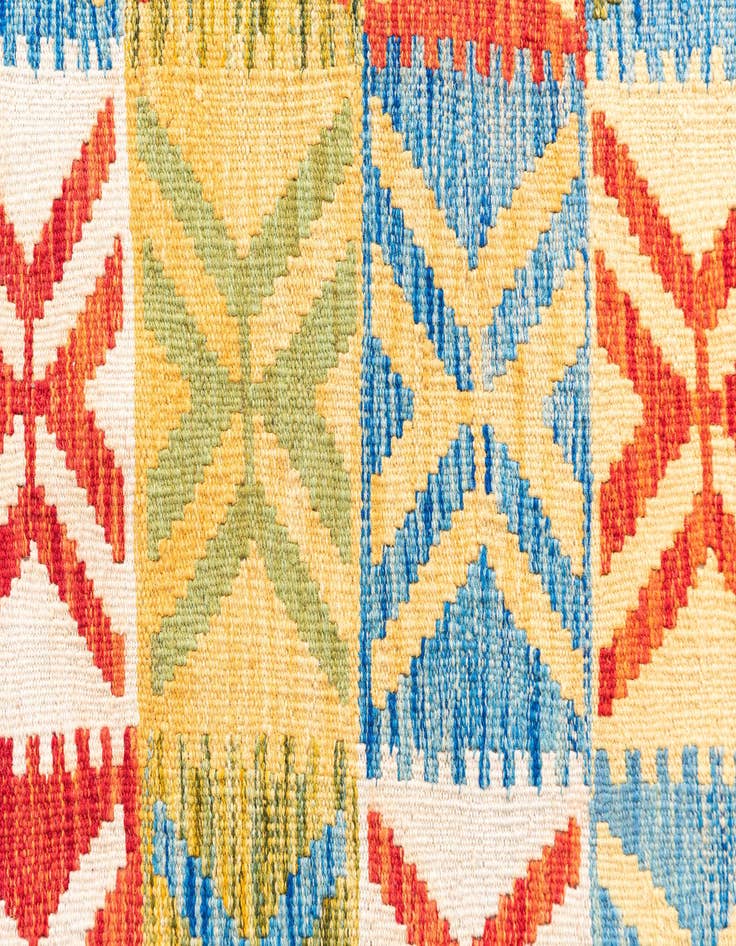 Detail image of  3' 4 x 6' 7  Hand Woven Kilim Maymana Wool Runner Rug