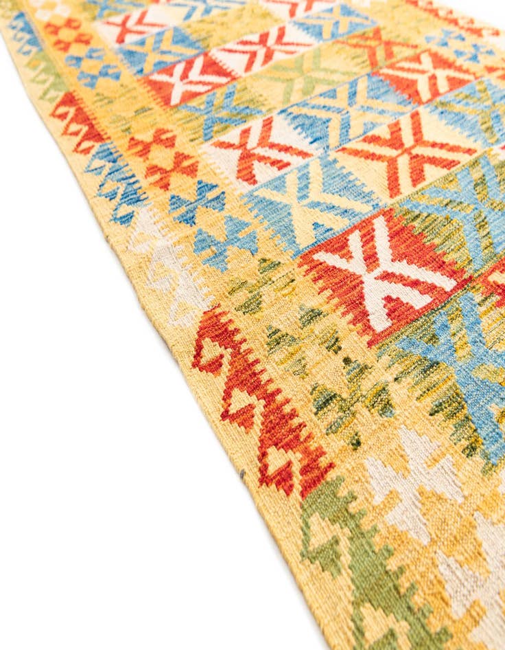 Detail image of  3' 4 x 6' 7  Hand Woven Kilim Maymana Wool Runner Rug