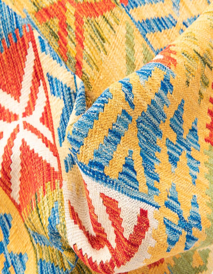 Detail image of  3' 4 x 6' 7  Hand Woven Kilim Maymana Wool Runner Rug
