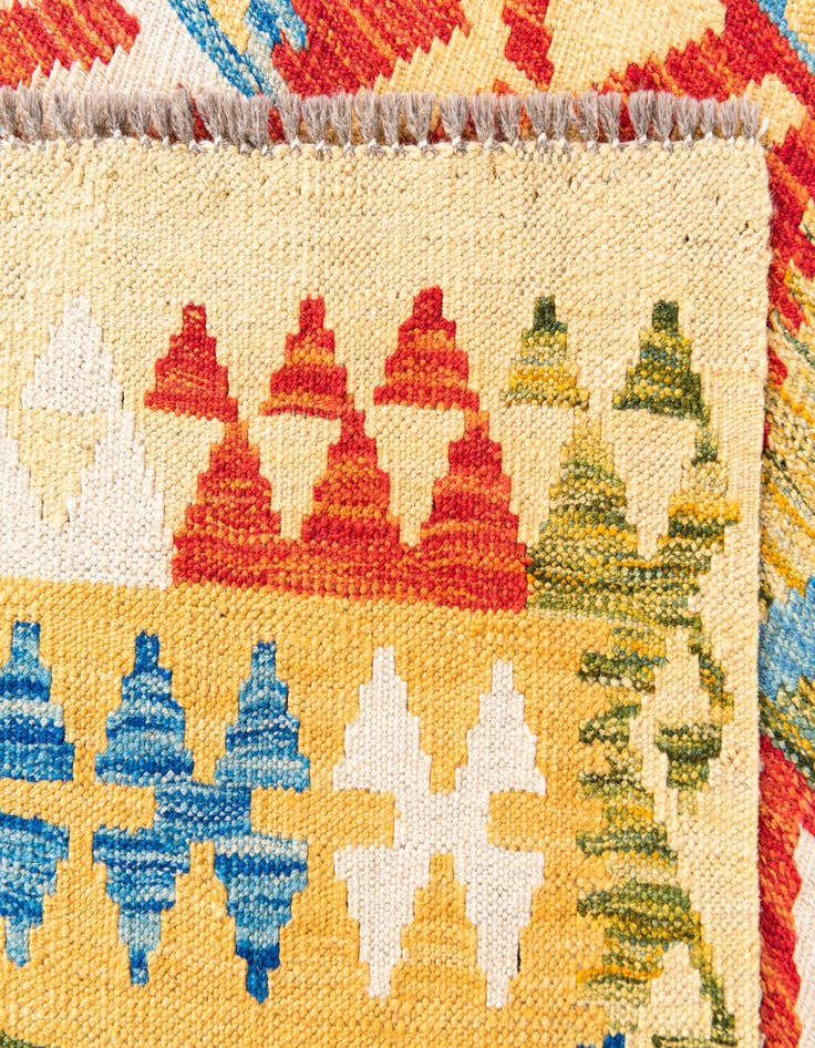 Detail image of  3' 4 x 6' 7  Hand Woven Kilim Maymana Wool Runner Rug