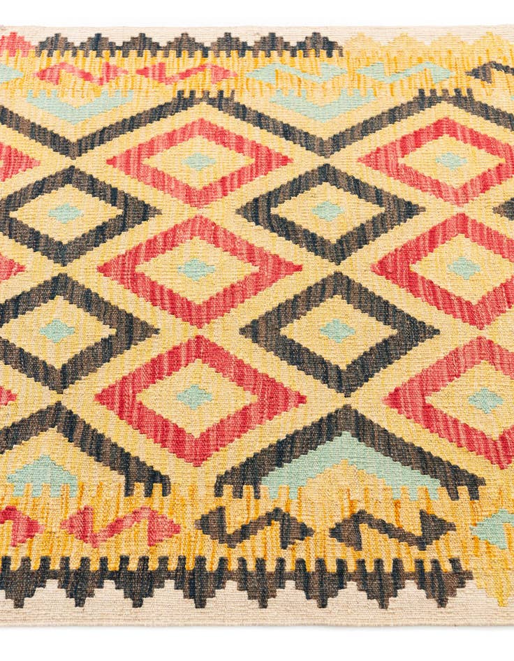 Detail image of  3' 5 x 6' 8  Hand Woven Kilim Maymana Wool Runner Rug