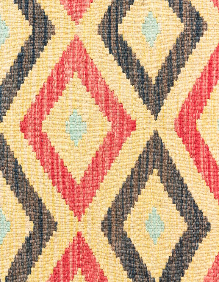 Detail image of  3' 5 x 6' 8  Hand Woven Kilim Maymana Wool Runner Rug