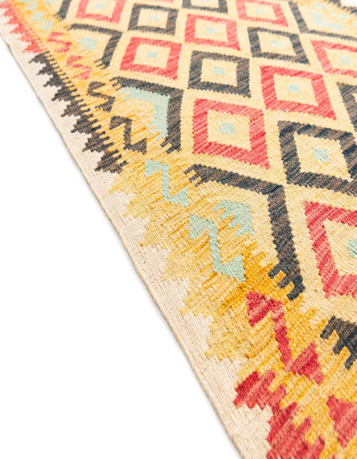 Detail image of  3' 5 x 6' 8  Hand Woven Kilim Maymana Wool Runner Rug