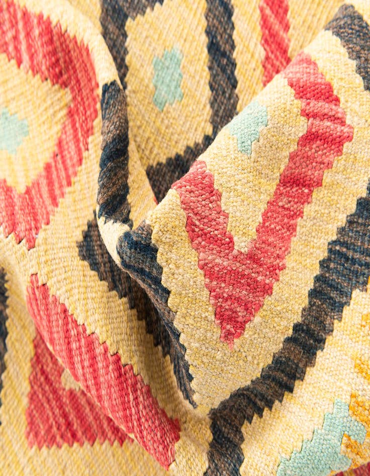 Detail image of  3' 5 x 6' 8  Hand Woven Kilim Maymana Wool Runner Rug