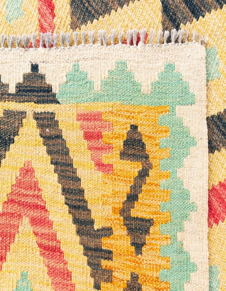 Detail image of  3' 5 x 6' 8  Hand Woven Kilim Maymana Wool Runner Rug