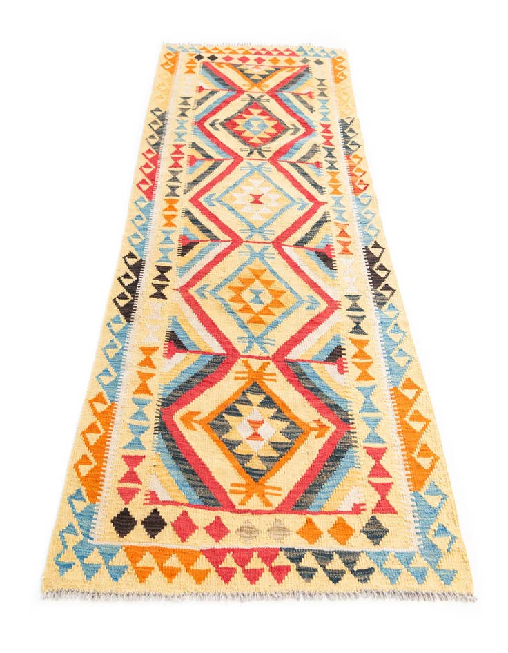 Detail image of  3' 3 x 6' 8  Hand Woven Kilim Maymana Wool Runner Rug