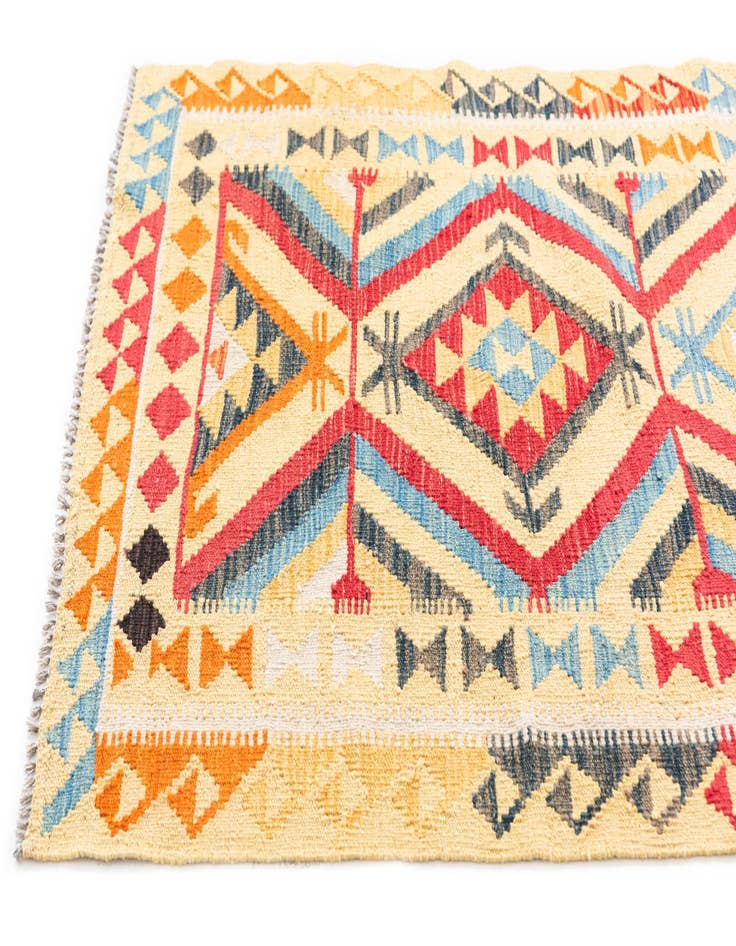 Detail image of  3' 3 x 6' 8  Hand Woven Kilim Maymana Wool Runner Rug