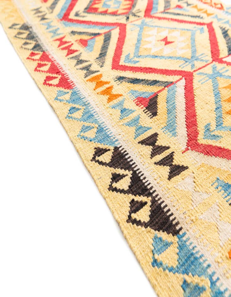 Detail image of  3' 3 x 6' 8  Hand Woven Kilim Maymana Wool Runner Rug