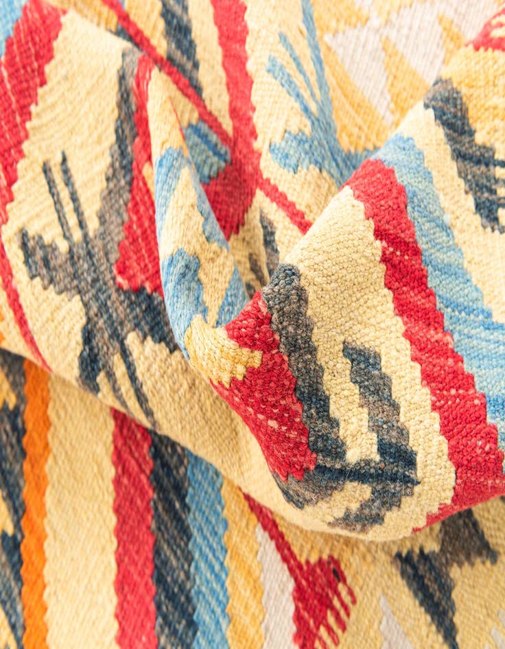 Detail image of  3' 3 x 6' 8  Hand Woven Kilim Maymana Wool Runner Rug