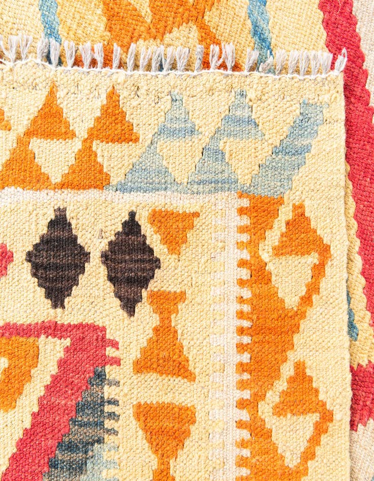 Detail image of  3' 3 x 6' 8  Hand Woven Kilim Maymana Wool Runner Rug