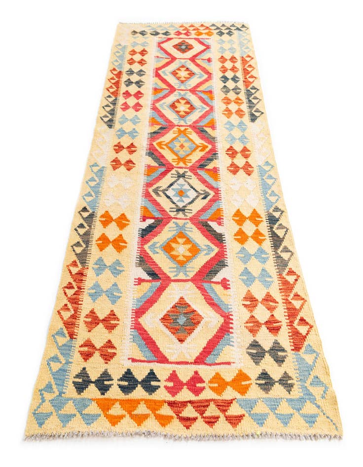 Detail image of  3' 4 x 6' 8  Hand Woven Kilim Maymana Wool Runner Rug