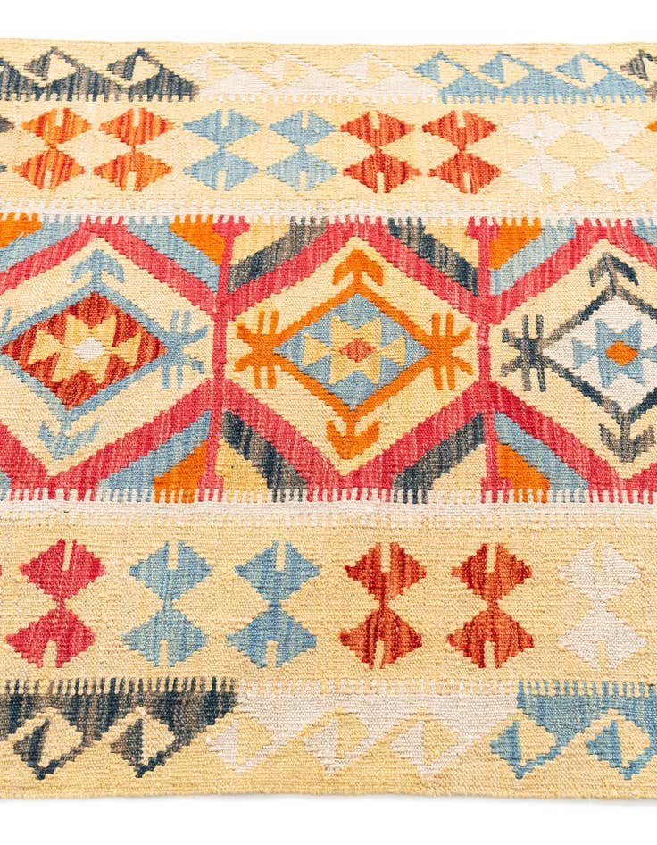 Detail image of  3' 4 x 6' 8  Hand Woven Kilim Maymana Wool Runner Rug