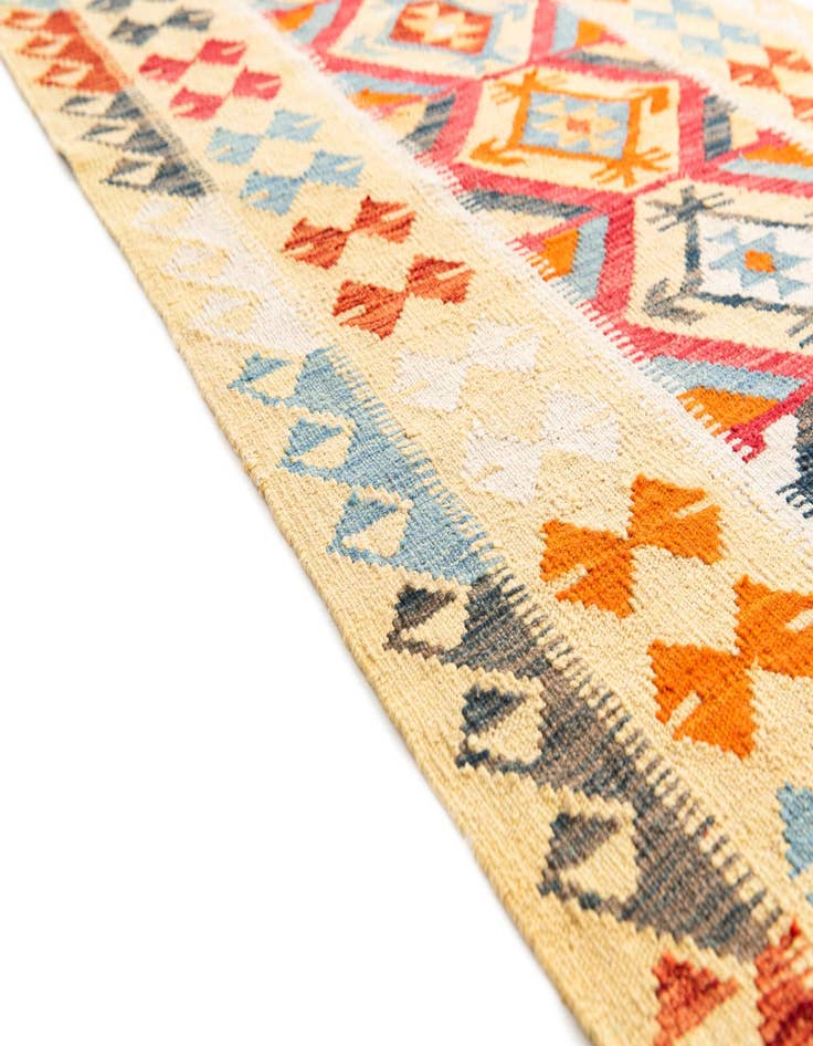 Detail image of  3' 4 x 6' 8  Hand Woven Kilim Maymana Wool Runner Rug