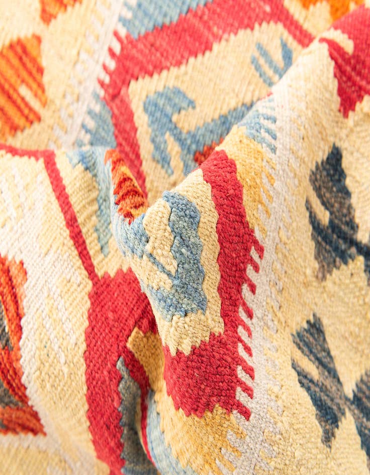 Detail image of  3' 4 x 6' 8  Hand Woven Kilim Maymana Wool Runner Rug