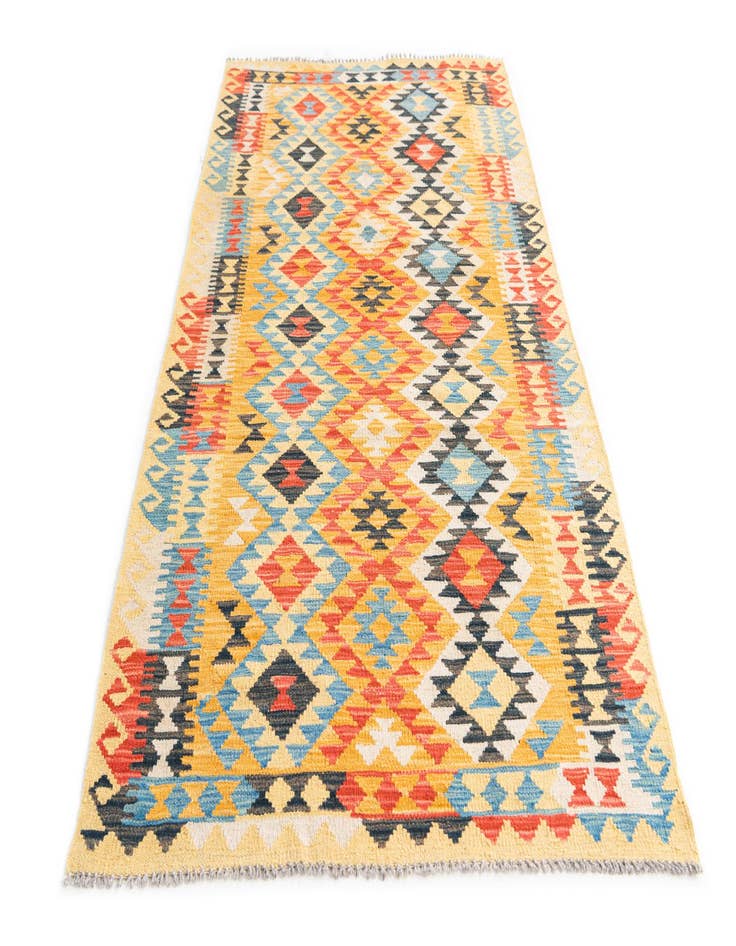 Detail image of  3' 5 x 6' 10  Hand Woven Kilim Maymana Wool Runner Rug