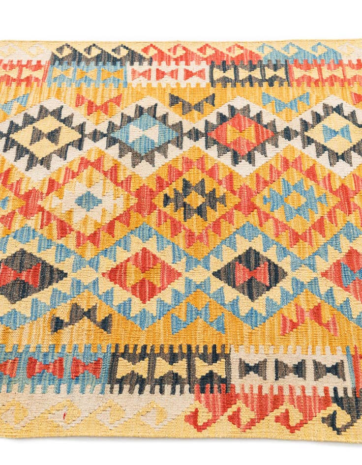 Detail image of  3' 5 x 6' 10  Hand Woven Kilim Maymana Wool Runner Rug