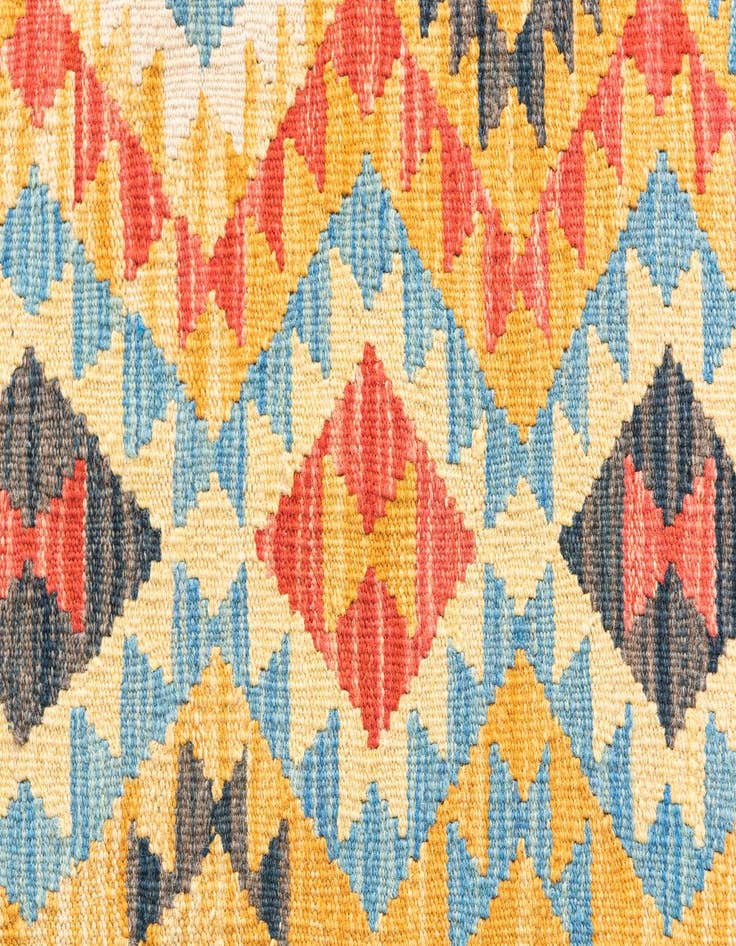 Detail image of  3' 5 x 6' 10  Hand Woven Kilim Maymana Wool Runner Rug