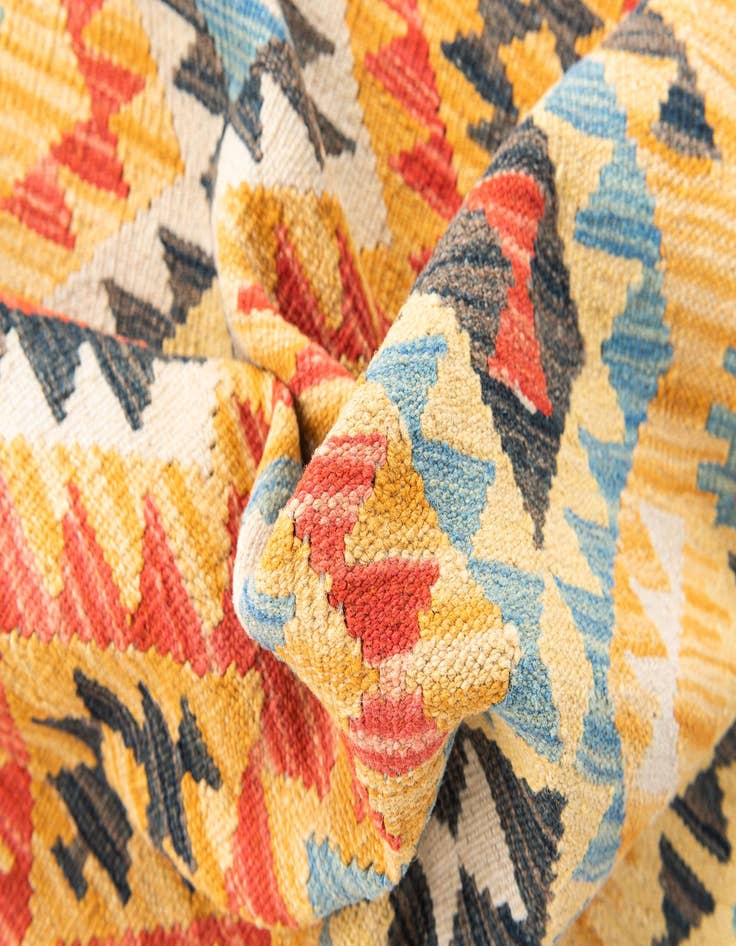 Detail image of  3' 5 x 6' 10  Hand Woven Kilim Maymana Wool Runner Rug
