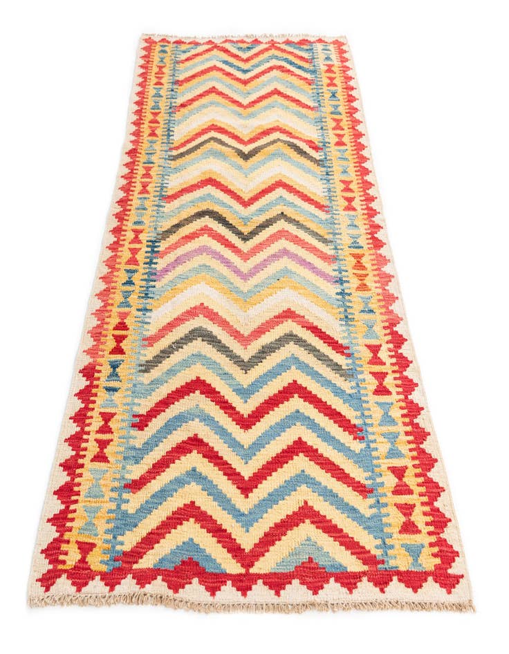 Detail image of  3' 4 x 6' 6  Hand Woven Kilim Maymana Wool Runner Rug